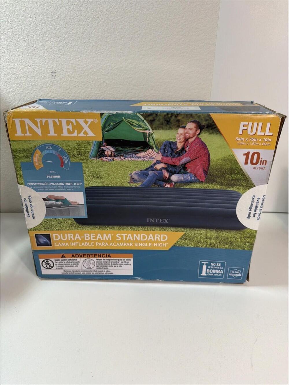 Intex 10" Standard Dura-Beam Airbed Mattress - Blue 54”x 75” X 10” NIB Bed Camp